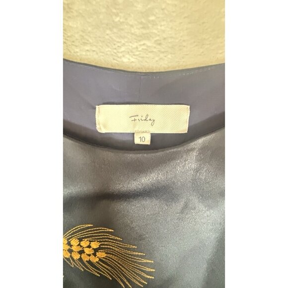 Medi-Dress by Friday Dark Blue Embroidered Flower Modern Sleeveless Women's 10 - Picture 7 of 8